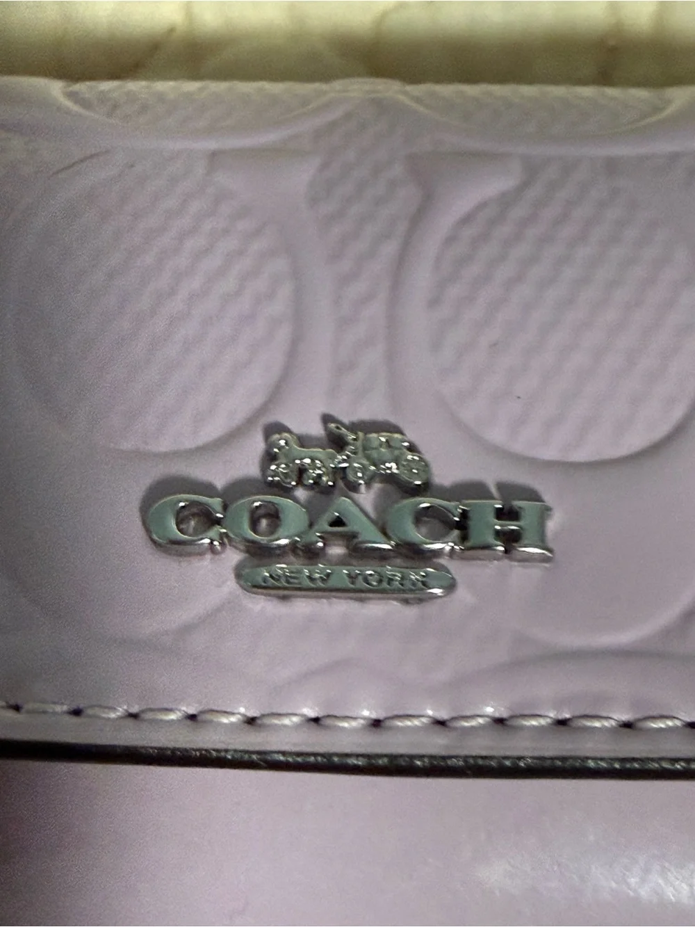 Coach Lilac Patent Leather Card Case Keychain with Heart Charm! NWT